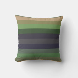 peach, khaki tan, pistachio, moss green stripes throw pillow