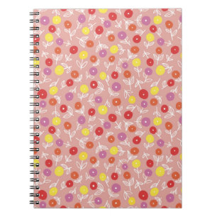 Peach Kids Floral Ditsy Spiral Notebook
