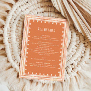 Peach Lace Details Reception Information Wedding Enclosure Card