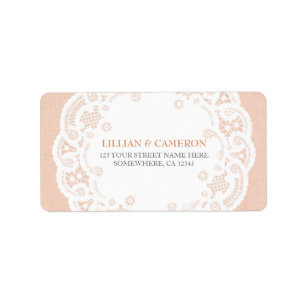 Peach Lace Doily Address Labels