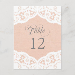 Peach Lace Mariage Numéro de tableau Cartes de tab