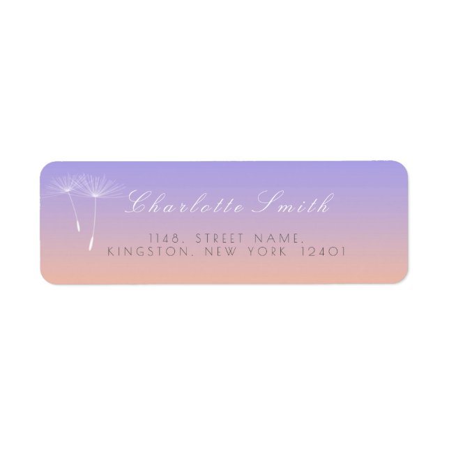 Peach Lavanda Grey Ombre Dandelion Address (Front)