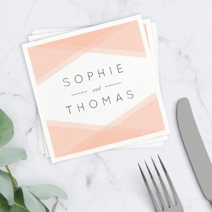 Peach Layered Geometric Wedding Napkin