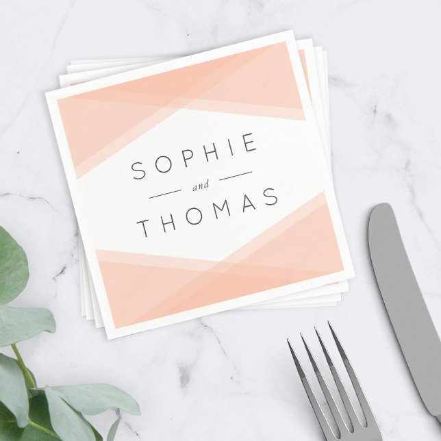 Peach Layered Geometric Wedding Napkin (Creator Uploaded)
