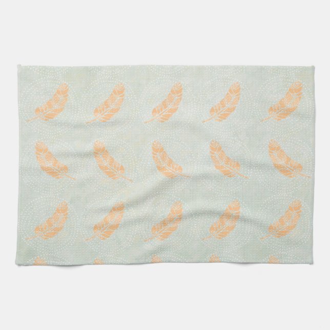 Peach Leaves Illustration Kitchen Towel (Horizontal)