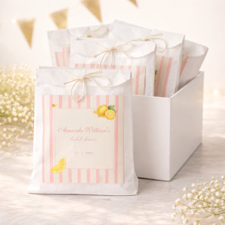 Peach Lemon Stripes Bridal Shower Pastel Favor Favour Bag