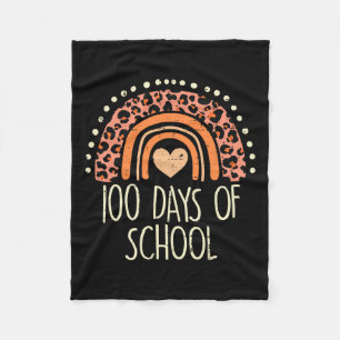 Peach Leopard Rainbow 100 Days School Cute 100th D Fleece Blanket