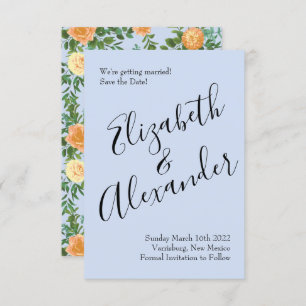 Peach Light Blue Wedding Roses Floral Invitation