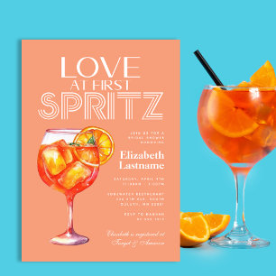 Peach Love at First Spritz Bridal Shower Invitation