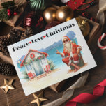 Peach Love Christmas Santa Beach Holiday Card<br><div class="desc">This design may be personalized in the area provided by changing the photo and/or text. Or it can be customized by clicking Personalize this Template and then choosing the click to customize further option and delete or change the colour of the background, add text, change the text colour or style,...</div>