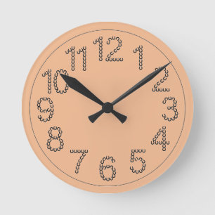 Peach Lucky Horseshoe Numbers Wall Round Clock