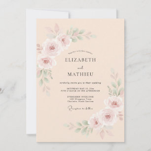 Peach Luminous Spring Wedding Invitation