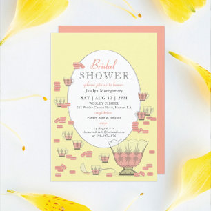 Peach Macarons & Crystal Punch Set Bridal Shower I Invitation