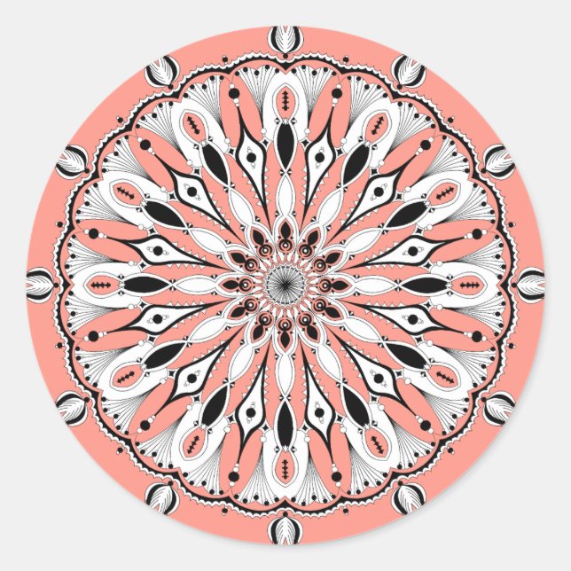 Peach Mandala (Design 2) Stickers (Front)