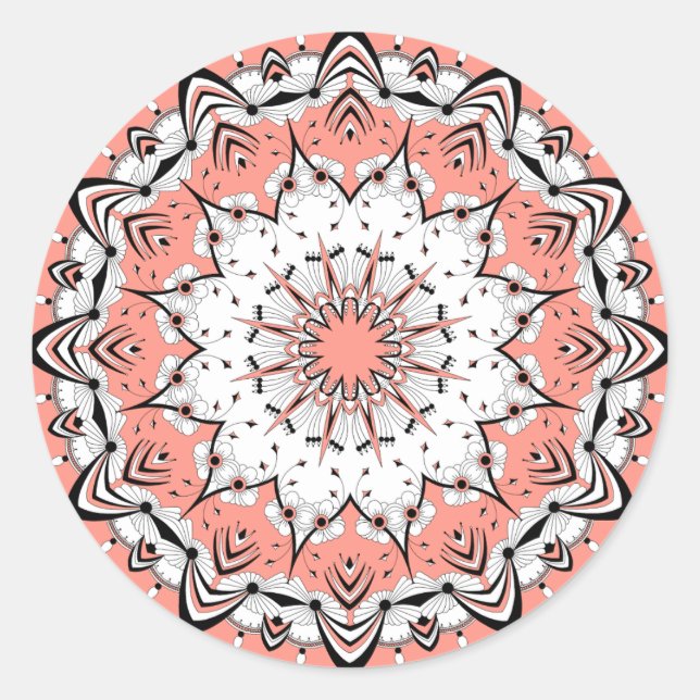 Peach Mandala (Design 3) Stickers (Front)