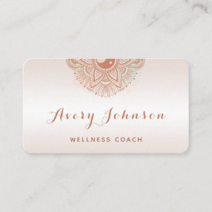 Peach Mandala Wellness Coach Modern Social Media   Business Card