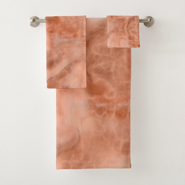 Peach Marble abstract Bath Towel Set (Insitu)