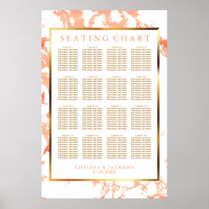 Peach Marble, Gold and White - Seating Chart