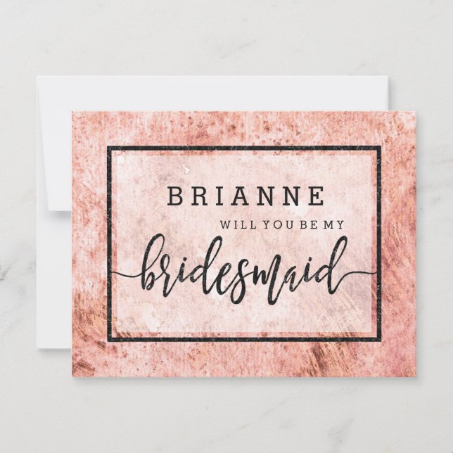 Peach Marble Watercolor Will You Be My Bridesmaid Invitation (Front)