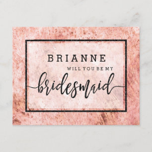 Peach Marble Watercolor Will You Be My Bridesmaid Invitation