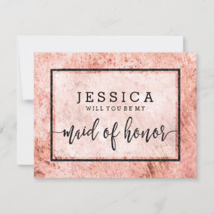 Peach Marble Will You Be My Maid of Honour Invitation