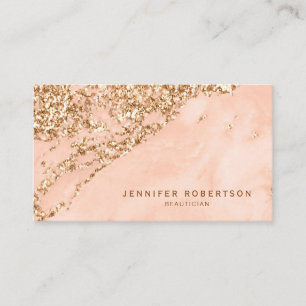 Peach Marble with Gold Glitter Business Card