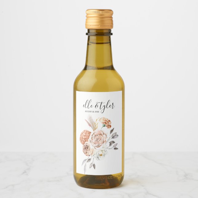 Peach Mariage Étiquette à vin (Devant)