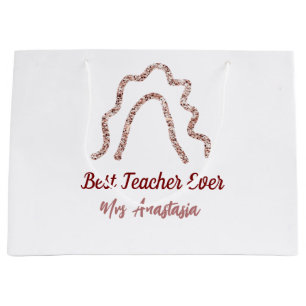 Peach marron glitter rainbow teacher appreciation  large gift bag