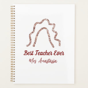 Peach marron glitter rainbow teacher appreciation planner