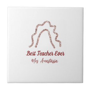 Peach marron glitter rainbow teacher appreciation  tile