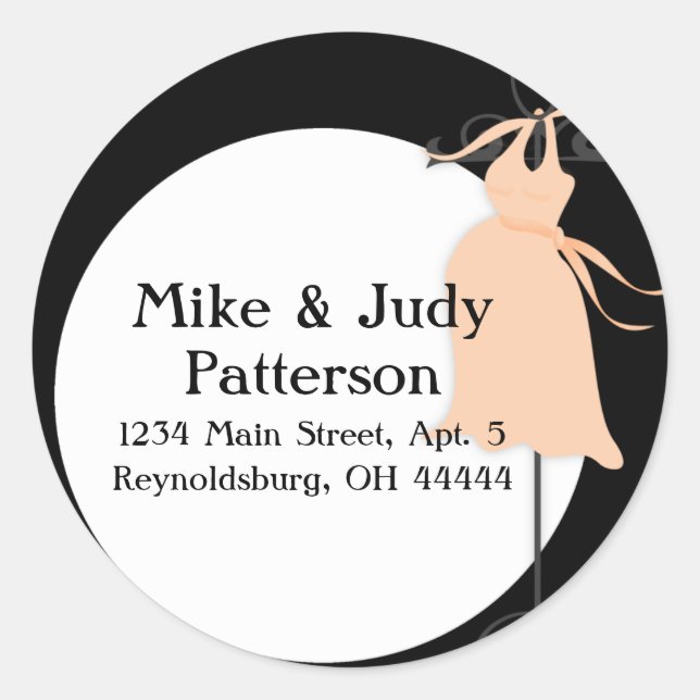 Peach Maternity Dress Round Return Address Label (Front)