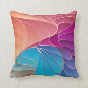 Peach, Mauve, Purple, Blue New Art Nouveau Throw P Pillow