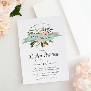 Peach Meadow   Baby Shower Invitation
