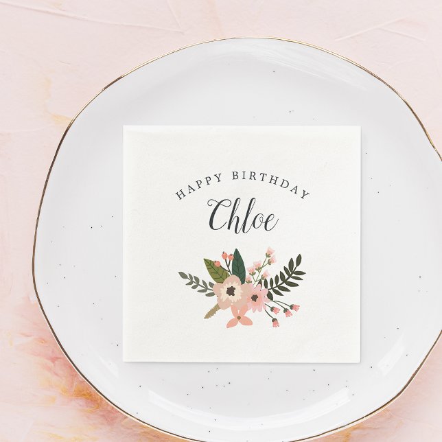 Peach Meadow Personalized Birthday Napkin (Creator Uploaded)