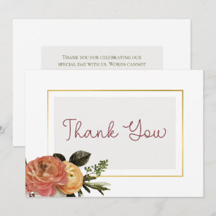 Peach Mimosa Blooms Floral Wedding Thank You Card