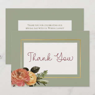 Peach Mimosa Blooms Floral Wedding Thank You Card