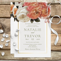 Peach Mimosa Blooms Floral White Wedding