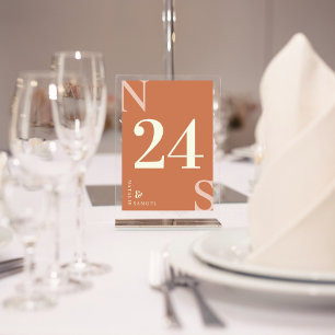 Peach Minimalist & Elegant Bold Initials Table Number