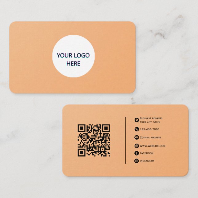 Peach Minimalist–Fully Customizable & Clean Design Business Card (Front/Back)