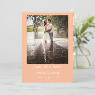 Peach Minimalist Modern Photo  Save The Date