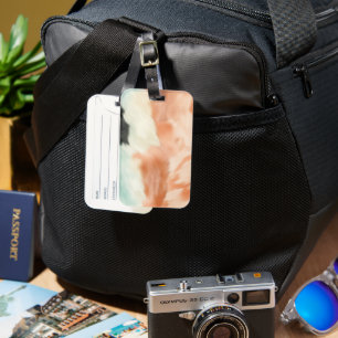 Peach Mint Cowgirl Cowhide Luggage Tag