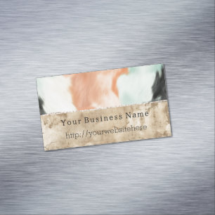 Peach Mint Cowgirl Cowhide Magnetic Business Card