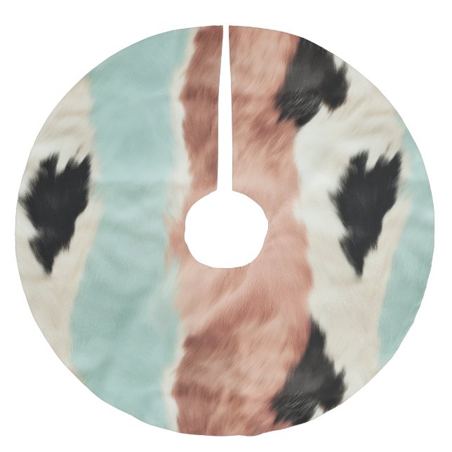 Peach Mint Cream Cowgirl Cowhide Brushed Polyester Tree Skirt (Front)