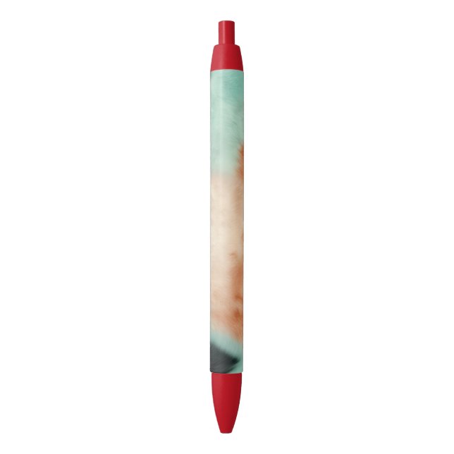 Peach Mint Cream Cowhide Black Ink Pen (Front Vertical)