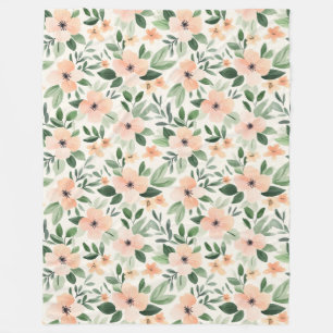 Peach Mint Flowers   Fleece Blanket