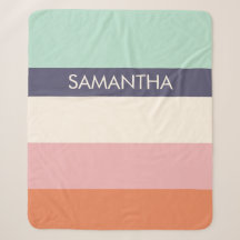 Peach Mint Modern Colour Blocks Stripes Personaliz