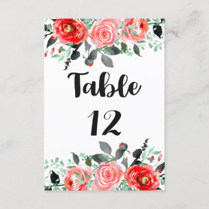 Peach & Mint Peony Floral Wedding Table Numbers