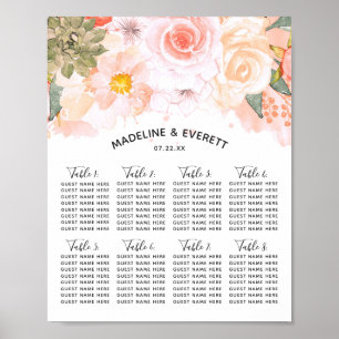 Peach & Mint Succulent Wedding Table Seating Chart
