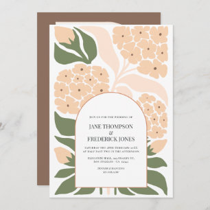 Peach Mist Abstract Floral Modern Spring Wedding Invitation
