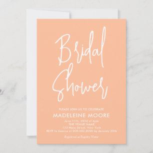 Peach Modern Calligraphy Bridal Shower Invitation